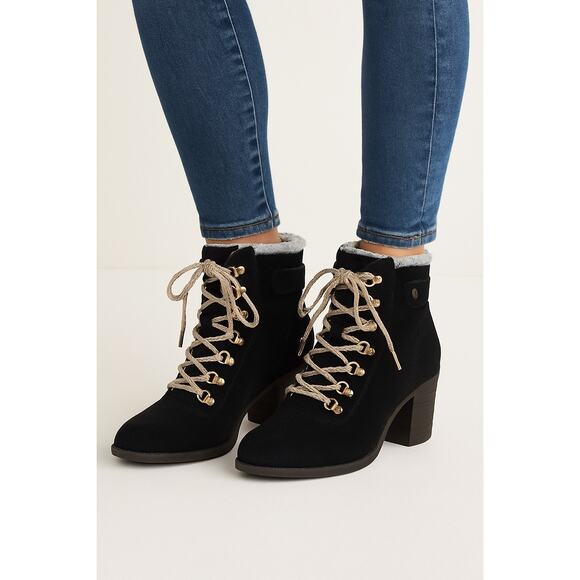 Dr. Scholl’s Original Collection Black Heeled Lace-Up Boots 7.5M - Picture 1 of 7